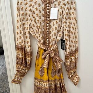 Zimmermann Cream and Yellow Long Sleeve Sundress